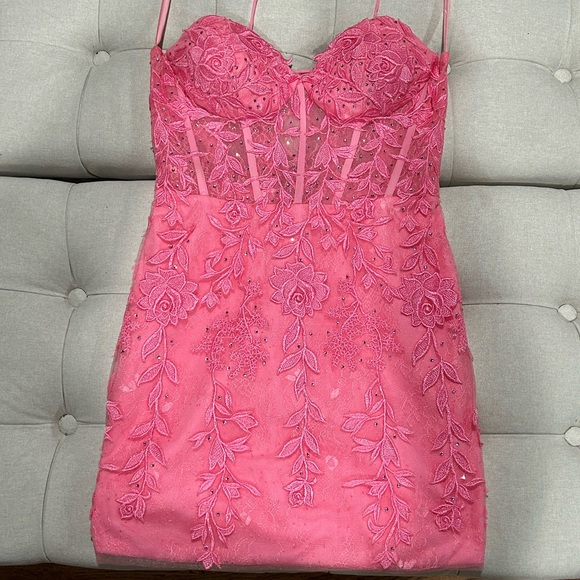 Elegant Pink Lace Dress - Picture 1 of 13